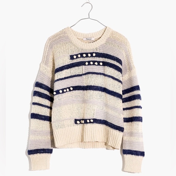 Madewell Grandover Bobble Pullover Sweater in Heather Denim - Size L - Picture 5 of 5